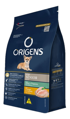 Ração Cães Senior Mini Pequeno Frango Cereais 10,1kg Origens