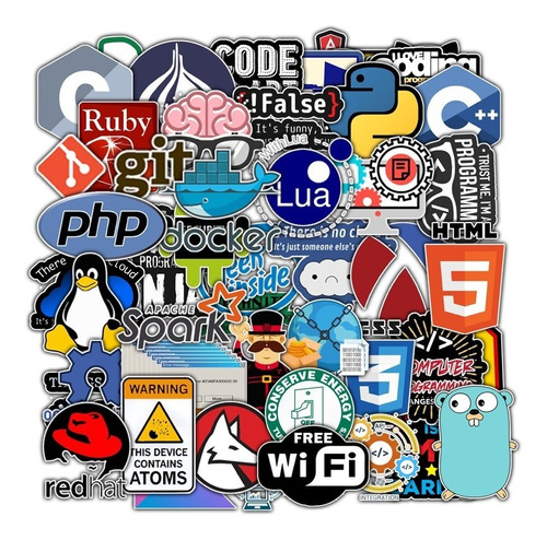 50 Stickers Programador Geek Java - Etiquetas Autoadhesivas