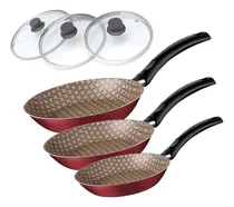 Comprar Jogo 3 Frigideiras Antiaderente Tramontina Cu002F Tampa De Vidro