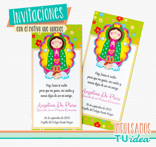 Comunión Nena - Estampita Para Imprimir Con Virgencita