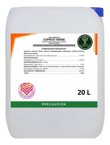 Fungicida Y Acaricida Orgánico Jabón Potásico Verdecupric 20L