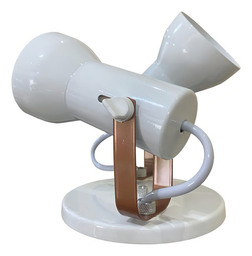 Luminária Spot Sobrepor Teto Duplo 2 Lâmpadas Led E27 Par20 Estrutura Branco-cobre 110v/220v