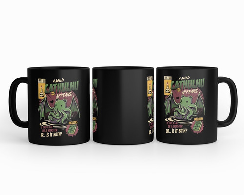 Taza Negra Gato Hp Lovecraft Chtulhu