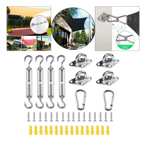 Kit De Ferragens Sun Shade Sail 6 Para Instalação Em
