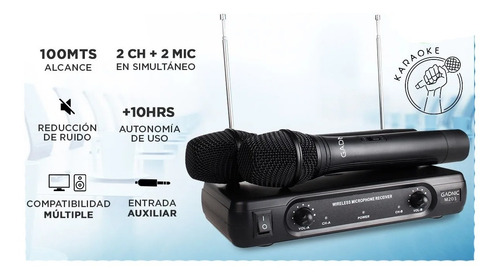 Imagen 2 de 10 de Microfono Profesional Doble De Mano Inalambrico 80m Vhf Base