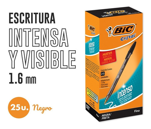 Bolígrafo Birome Bic Trazo Grueso 1.6mm Negro (x10 Unidades)