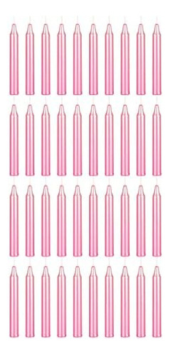 Mega Candles 40 Mini Velas Cónicas Sin Perfume De Color Rosa