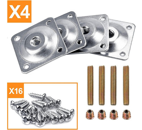 4 Placas De Montaje De Patas De Metal Para Montaje 4 Piezas