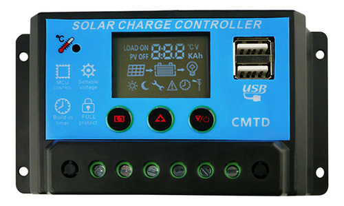 Controlador De Carga Usb De 20 A, 12/24 V, Celda Dual Solar