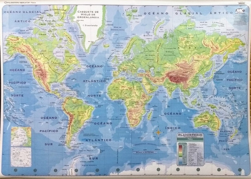 Mapa Planisferio Físico/político-1,30x95m Mundo Cartográfico