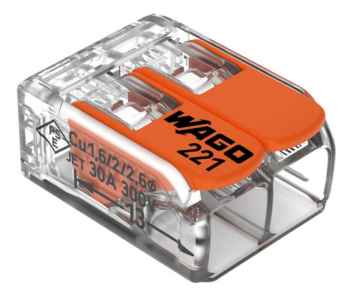 Kit 6 Conector Wago Emenda 2 Fios Mod. 221-612 - 0.5 - 6mm