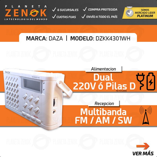 Radio Dual Multibanda Digital Alarma Despertador 220v Pilas