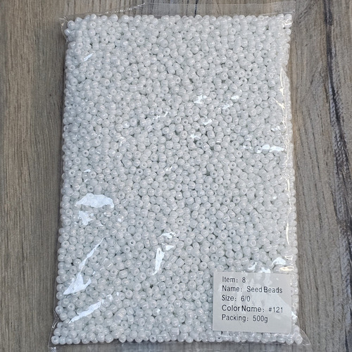 Mostacillon 500 Gramos Blanco Perlado Bijou Diámetro 4 Mm Largo 4 Mm