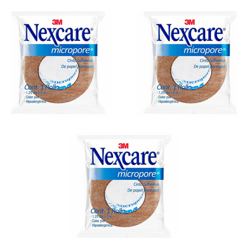 Cinta Micropore 3 Pack Nexcare 3 M Color Piel 1.25 Cm X 5 M