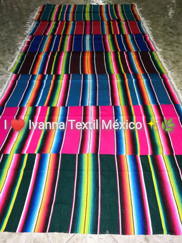 Imagen 3 de 6 de Sarape Chico Artesanal Camino De Mesa Mexicano 70cmx1.40m