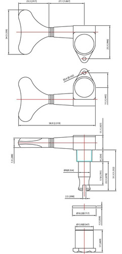 Grover 144cl4 Bass Machine Head