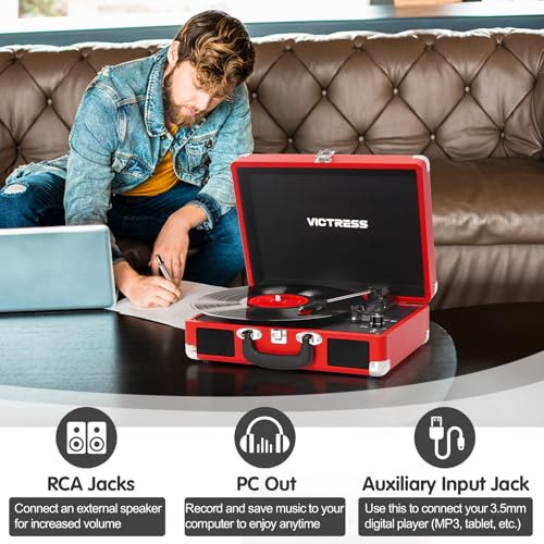 Pack Tocadiscos Vinilo Porttil Bluetooth Con Altavoces