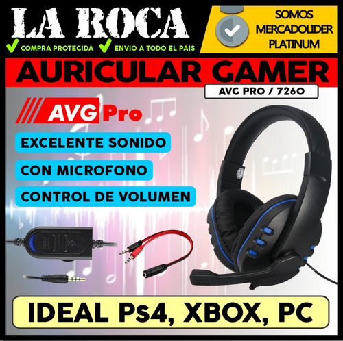 Auricular Gamer Microfono Gaming Xbox Pc Ps4 Youtuber