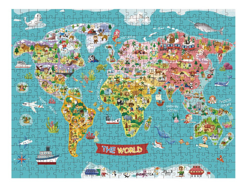 Imagen 2 de 3 de Puzzle Mapa Del Mundo 500pcs Para Niños