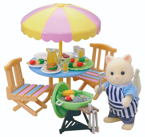 Imagen 2 de 5 de Sylvanian Families Barbacoa De Gato Parrilla Jardin 4869 Edu