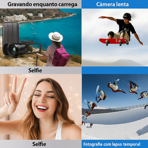 Câmera Profissional Vídeo 4k Com Sd 128gb E Microfone