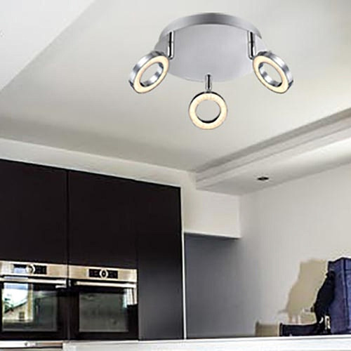Lámpara De Techo Moderna Saturno 3 Aros Led 15w Tecnolite Color Cromo
