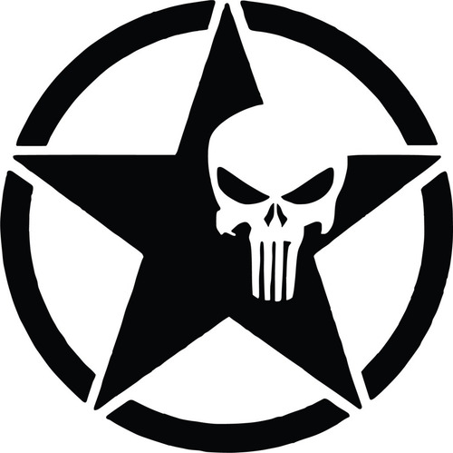 Imagen 4 de 5 de Calcomanía Jeep Estrellas Calavera Punisher En Vinil Lpk