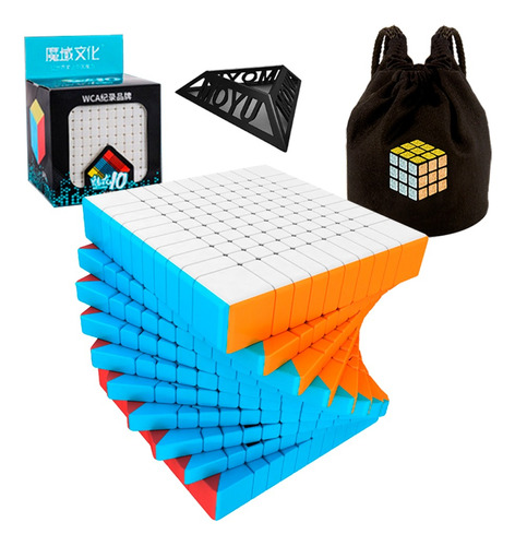 Cubo Rubik 10x10 Moyu Meilong Stickerless + Estuche + Base