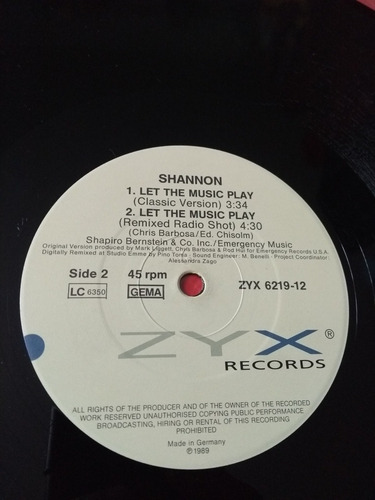 Shannon - Let The Music Play ( Remix - Classic Version ) . (Usado)