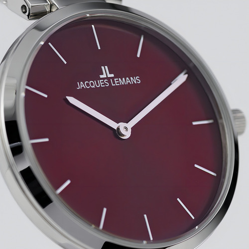 Relógio Jacques Lemans 1-2110e Cor da pulseira: aço, moldura, cor de fundo: aço, cor de fundo, bordeaux