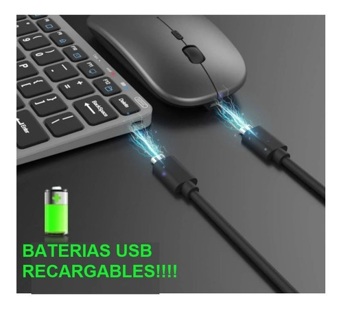 Imagen 3 de 5 de Teclado Mouse Dual Inalambrico Bluetooth Español Recargable
