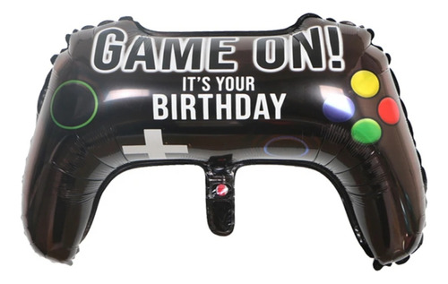 Globo Forma Control De Videojuegos Negro Feliz Cumple 5und