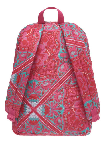 Mochila con flores para escuela de verano Ciranda Rosa Rio de Farm Xodó Puffer