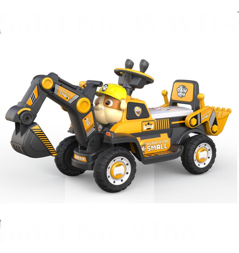 Montable Excavadora Coche Eléctrico Para Niños Paw Patrol Color Amarillo