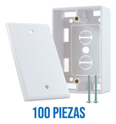 100 Pack Caja Universal Con Tapa Ciega Blanca Con Tornillos