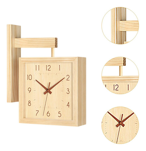 Reloj De La Pared De Doble Cara Diseño Color De Madera