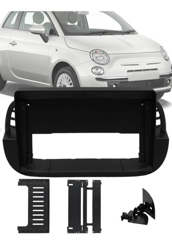 Moldura Painel 2 Din 9 Polegadas Fiat 500 2007 A 2014 Preto