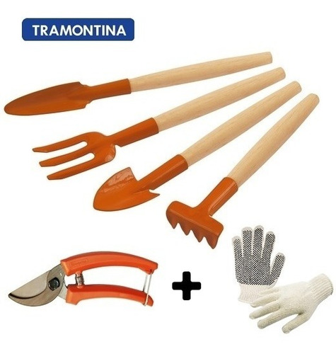 Conjunto Jardinagem Tramontina 5 Peças Pequenos Vasos + Luva