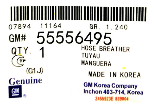 Manguera Tubo Pcv Tapa Valvula Cruze Made Korea Gm Original