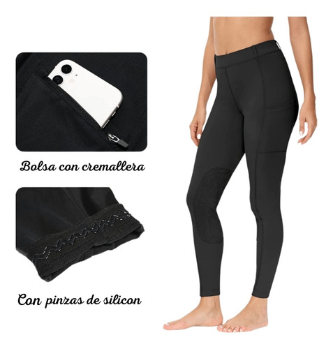 Pantalón De Equitación Para Mujer Con Bolsillos Y Cremallera
