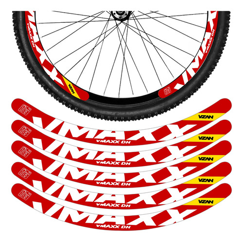 12 Adesivos Bike Roda Aro 26 29 Freio Disco Vmaxx Vermelho