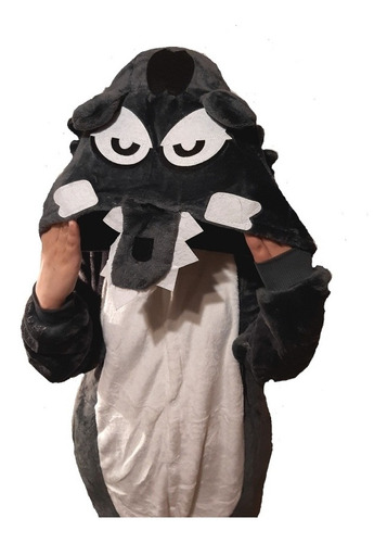 Pijama Disfraz Kigurumi Lobo Enterito De Polar Para Adultos