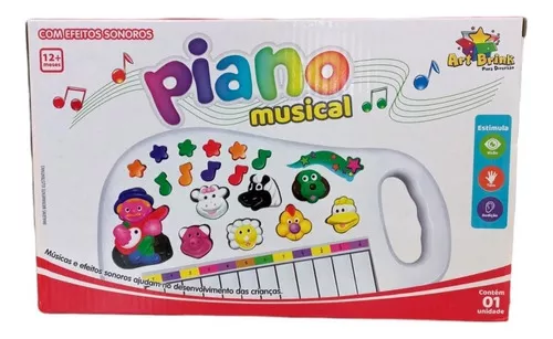 Teclado Piano Infantil Musical Luz Som De Bicho Animais Bebe