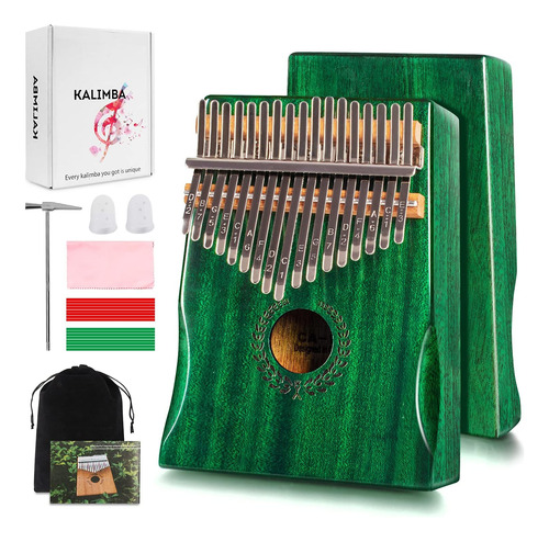 Kalimba Thumb Piano De 17 Teclas Verde Brillante, Piano...