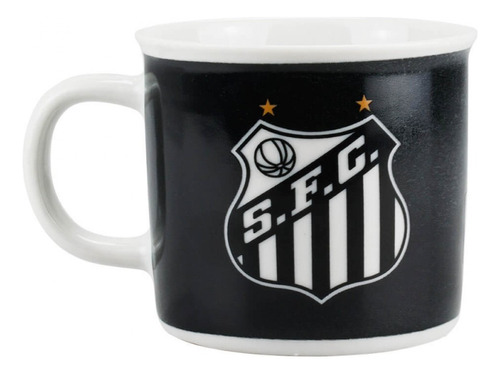 Caneca Porcelana 350ml Santos Cor Preto