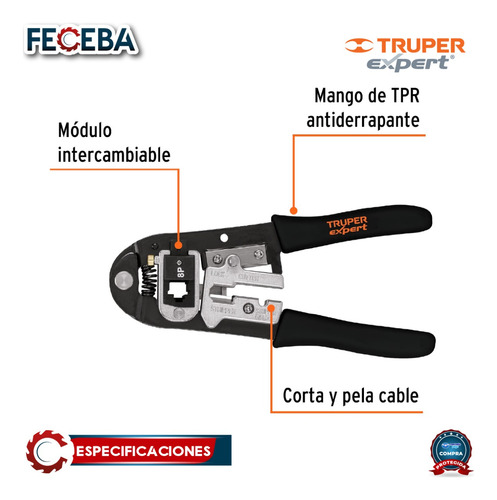 Pinza 8 Ponchadora, Módulos Intercambiables, Truper 18343