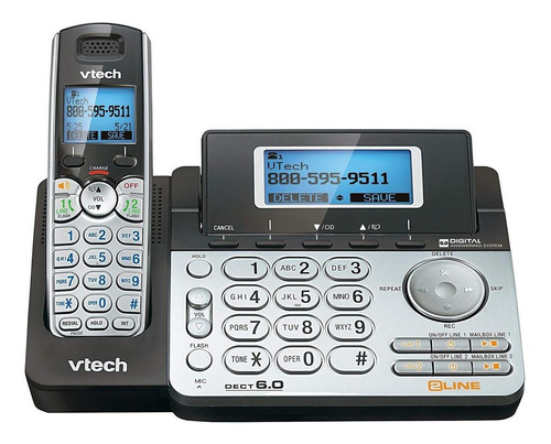 Teléfono VTech DS6151-2 inalámbrico - color negro/plateado