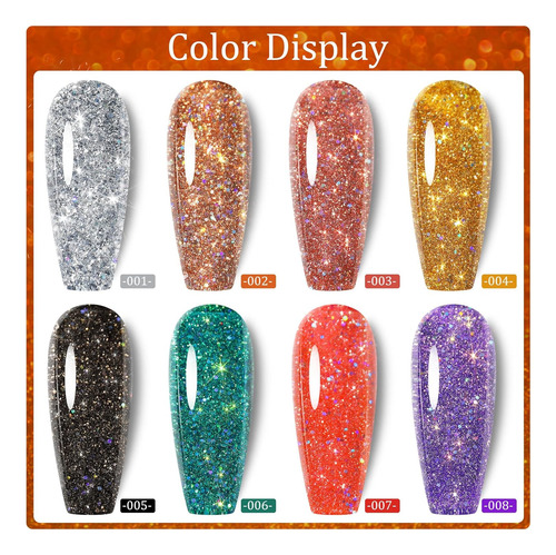 Esmalte De Uñas De Gel De Diamante Con Purpurina De 0.3 Fl O