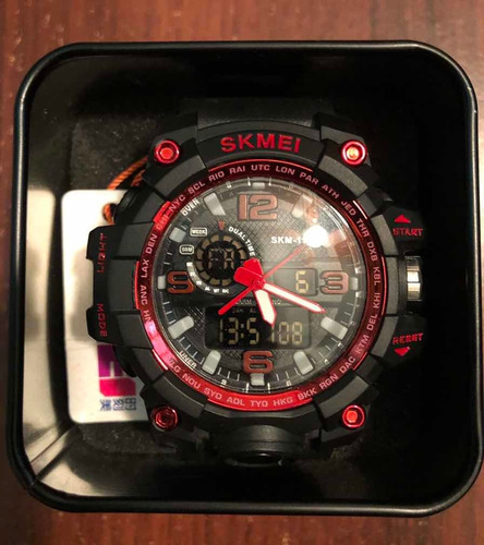 Reloj Skmei Táctico Negro Y Rojo Hombre Ad1155