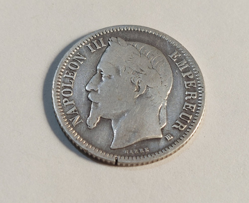 Francia 1866 1 Franco Plata Napoleon Iii (Usado)